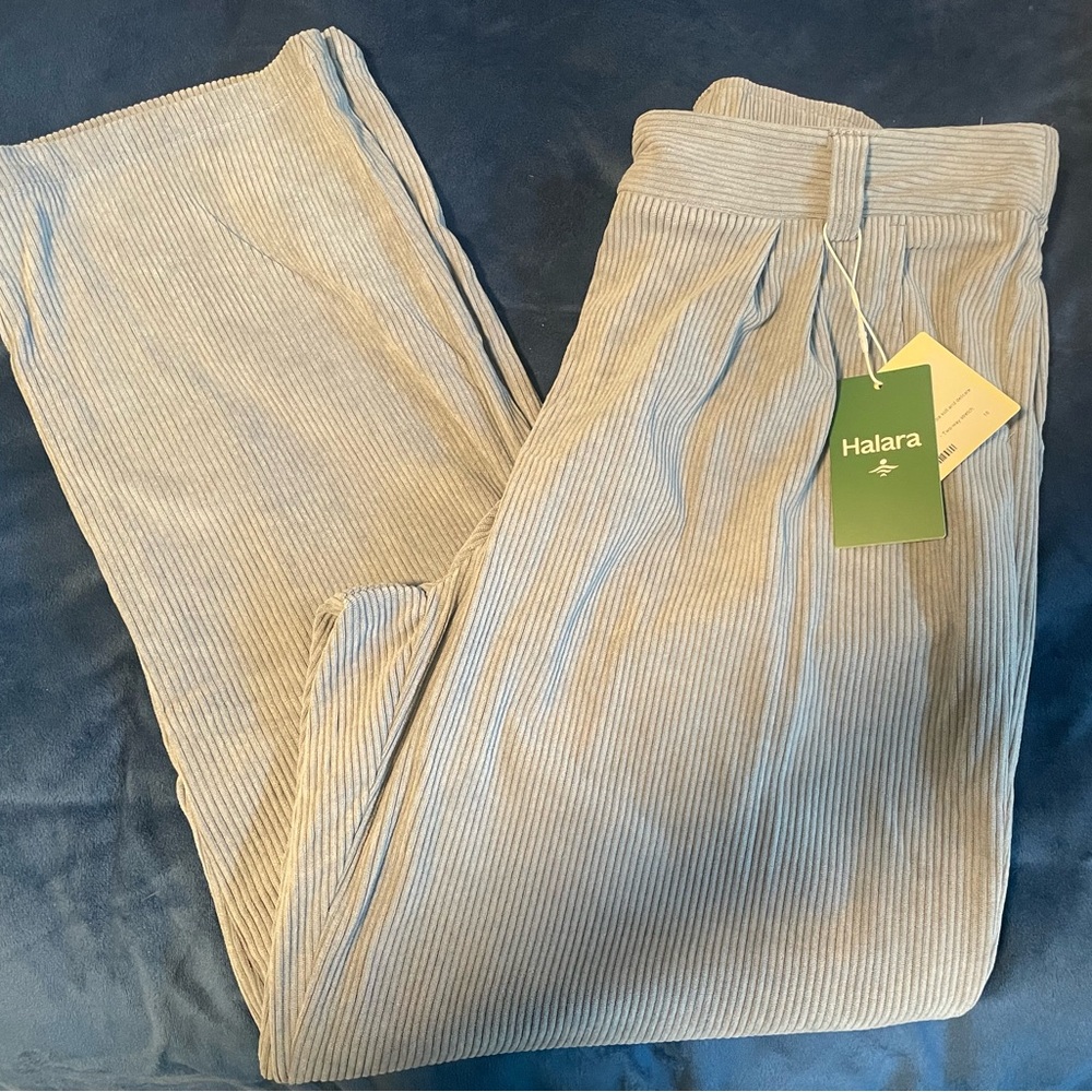 NWT Halara Mid Rise Zipper Pocket Corduroy Casual Pants Cloud Gray Blue Size L - Picture 7 of 7